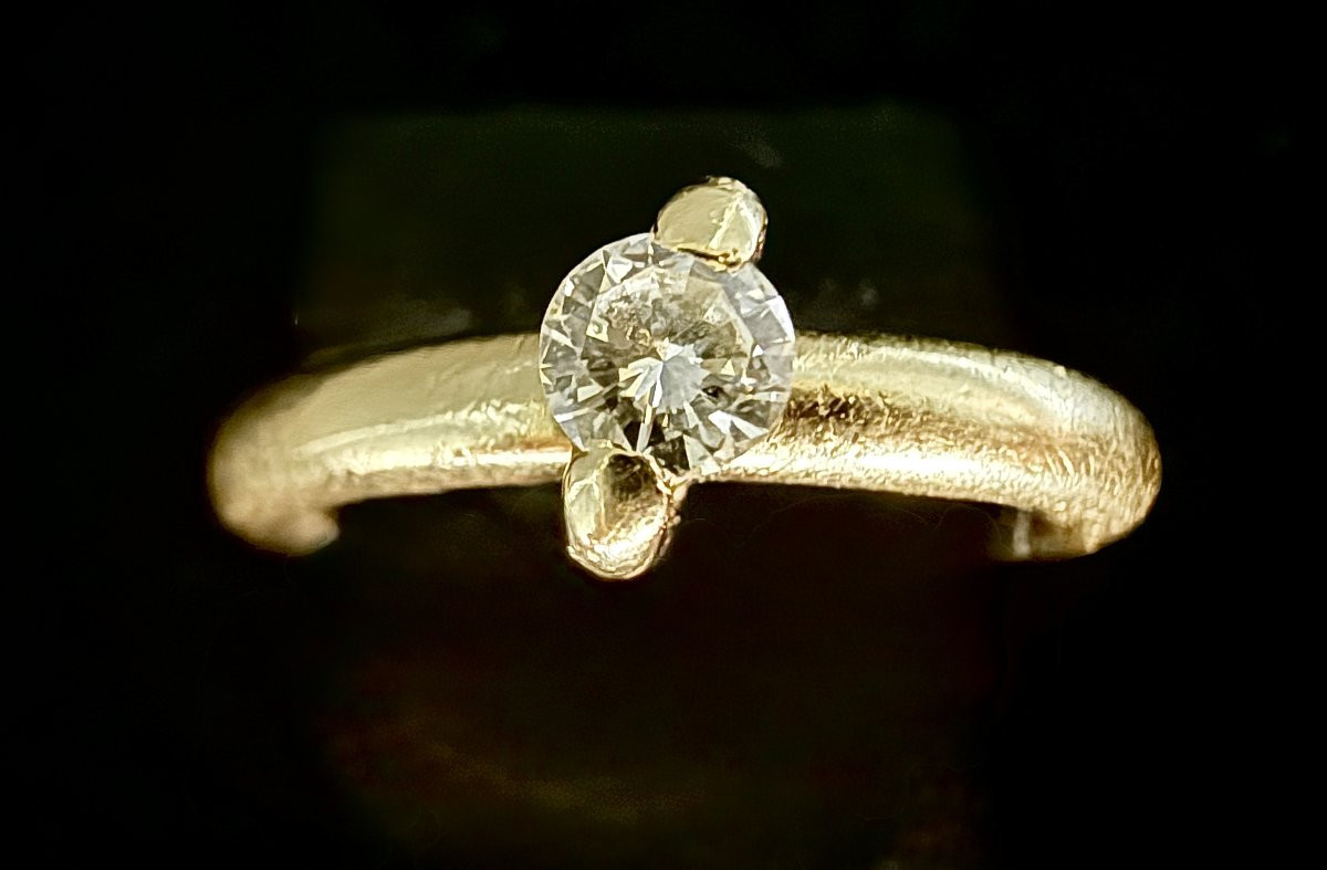Yellow Gold Wedding Band Ring Set With A 0.17 Carat Diamond (vs-g/h)-photo-4