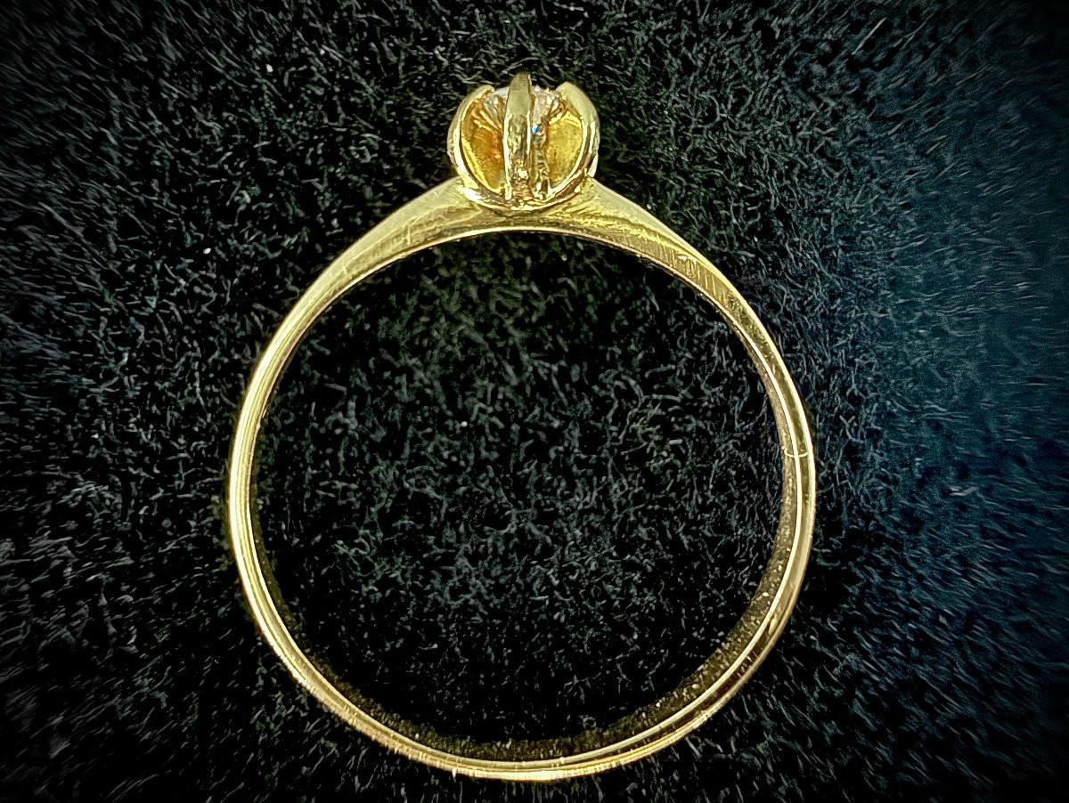 Ring In 18-carat Yellow Gold Set With A 0.08-carat Brilliant (vs-e/f)-photo-2