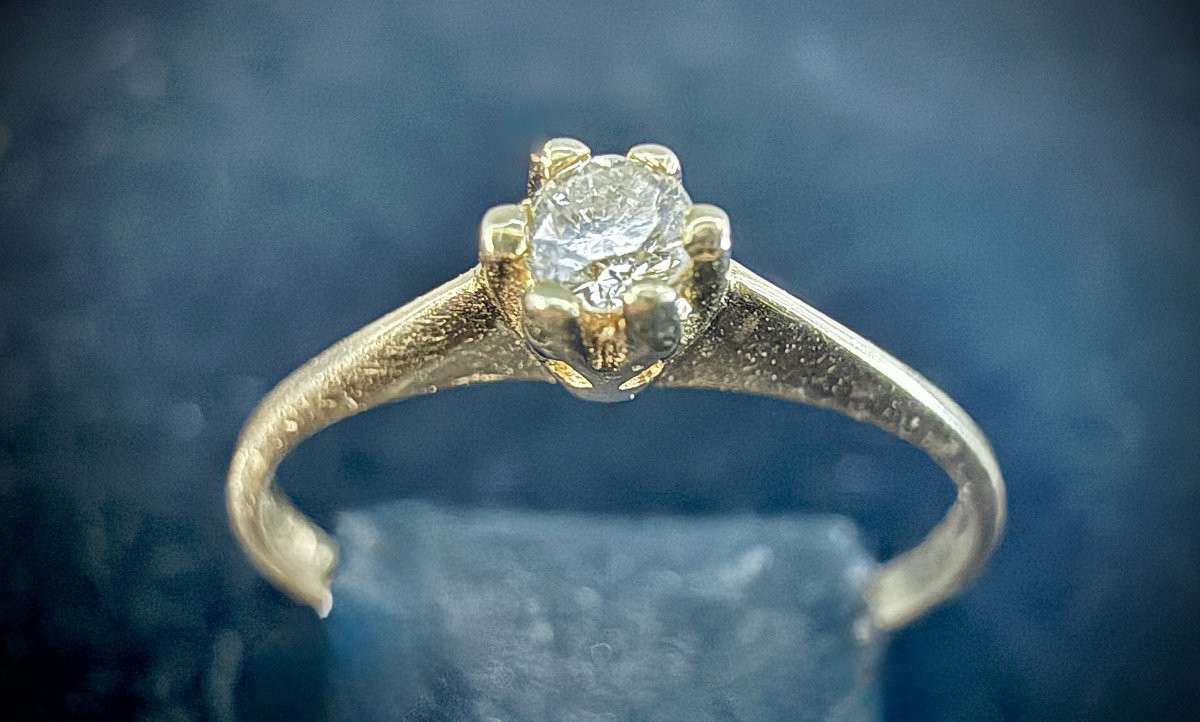 Yellow Gold Ring Set With A 0.08 Carat Brilliant-cut Diamond (si-i/j)-photo-5