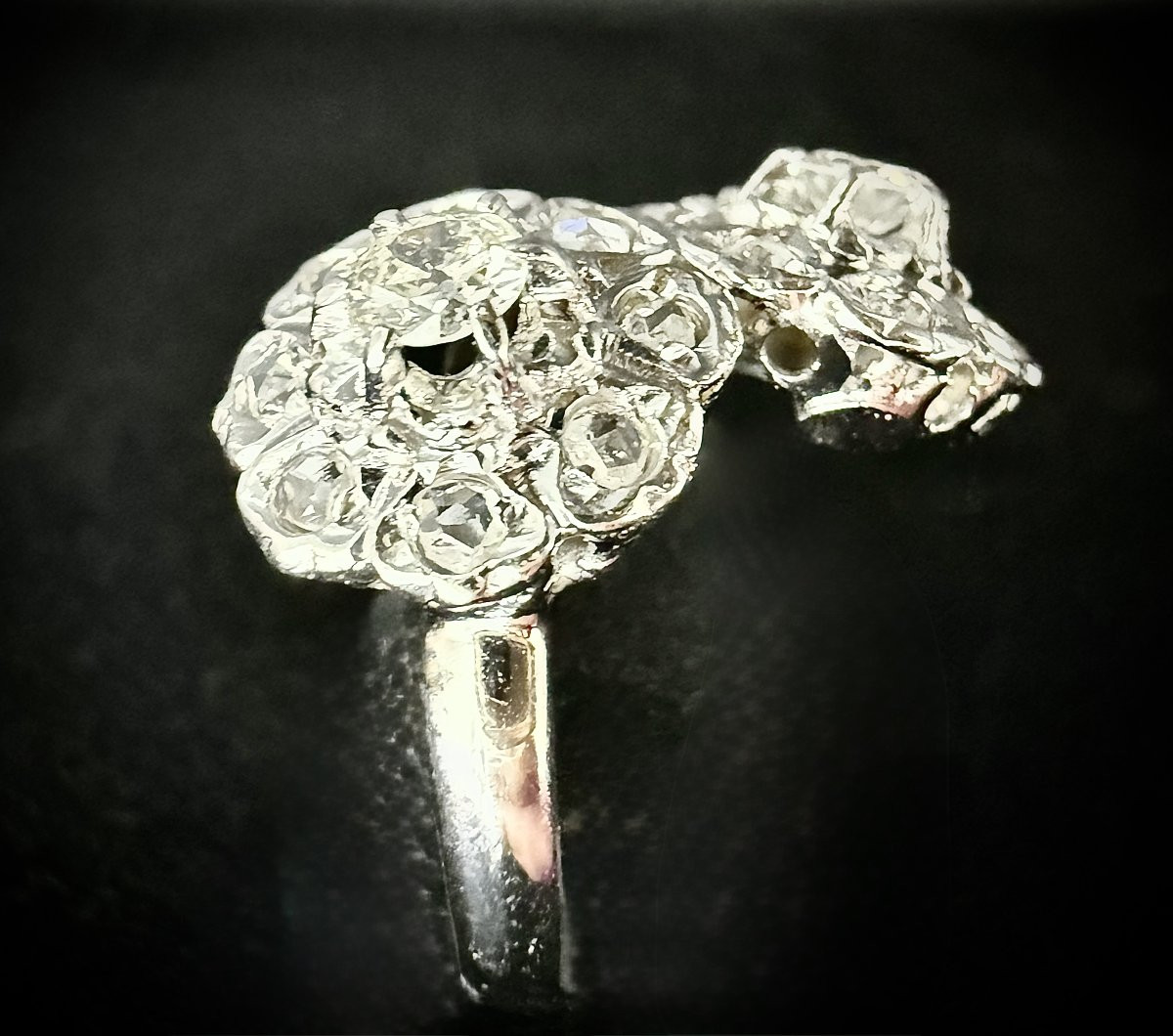 Flower-shaped Toi Et Moi Ring In 18k Gold - Mixed-cut Diamonds-photo-2
