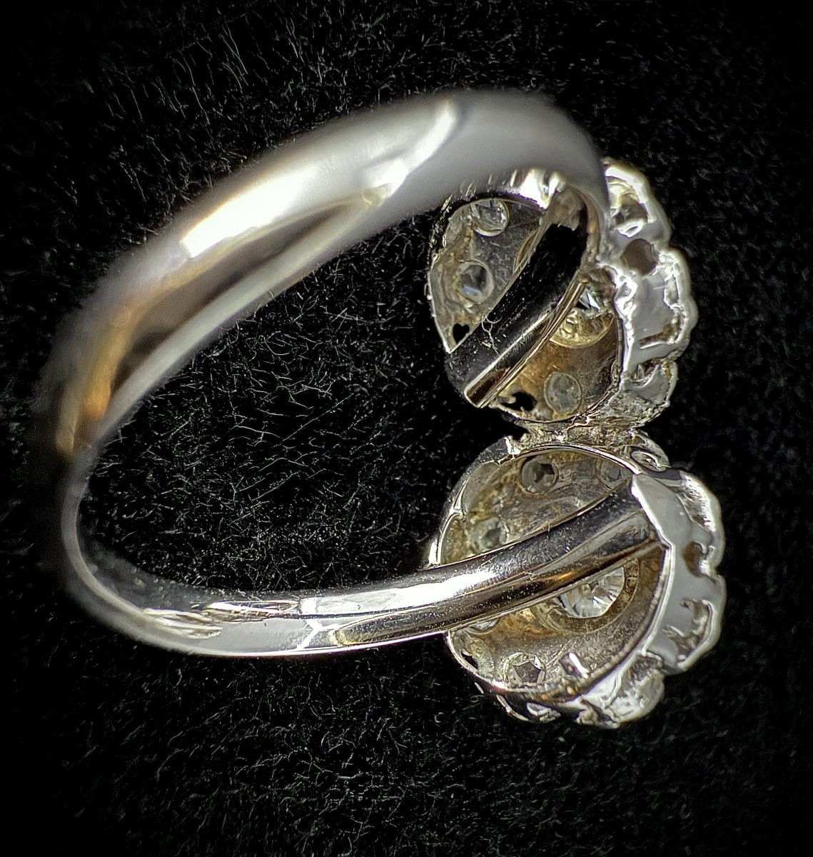 Flower-shaped Toi Et Moi Ring In 18k Gold - Mixed-cut Diamonds-photo-4
