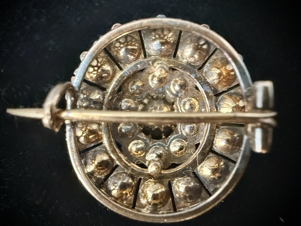 Broche Napoléon III en or jaune 18K, ornée de 2,50 ct de diamants taille rose-photo-2