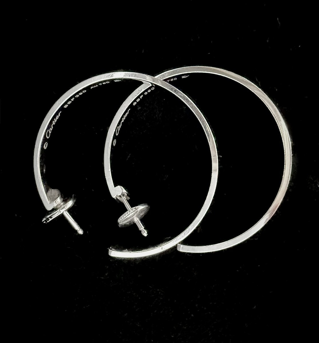 Earrings, 18k White Gold, Signed/numbered De Cartier, Love Model, Screw Decoration-photo-3