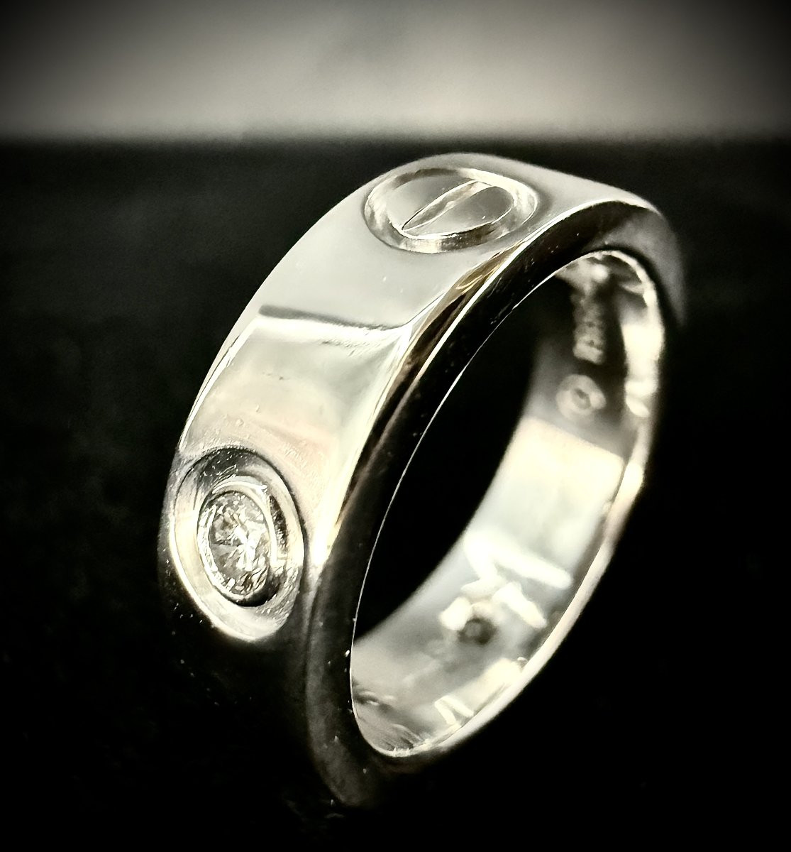 18k White Gold Ring, Signed/numbered Cartier, Love Model, Screw Decoration-photo-3