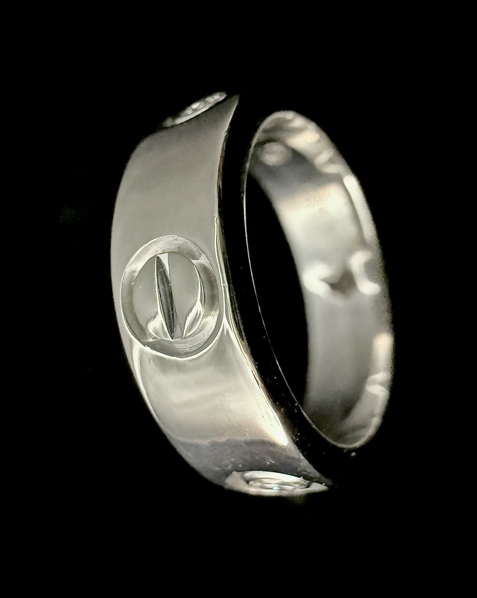 18k White Gold Ring, Signed/numbered Cartier, Love Model, Screw Decoration-photo-4