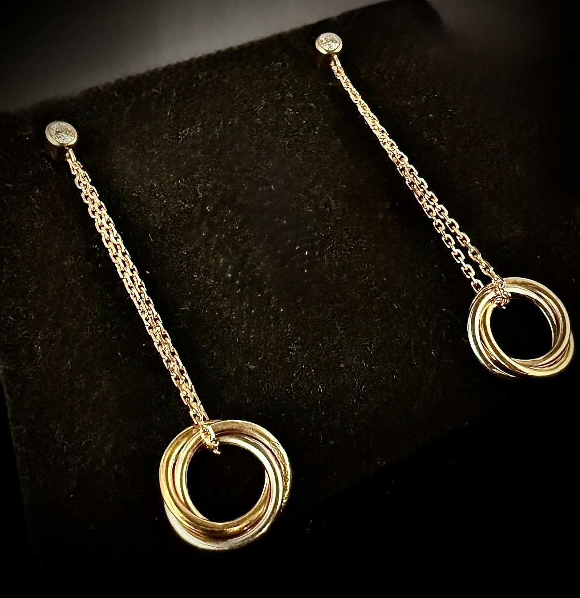 Earrings, Three 18k Gold, Signed By The House Of Cartier, Trinity Model, 3 Rings