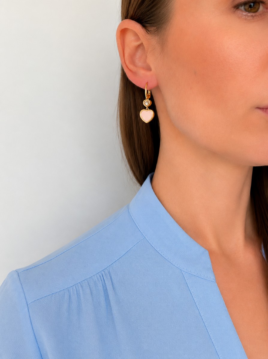 Earrings Chopard, Happy Hearts Collection, 18 Ct Gold, Heart Shape, Mobile Diamond-photo-2