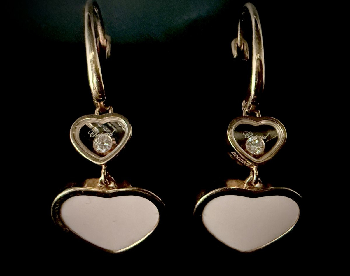 Earrings Chopard, Happy Hearts Collection, 18 Ct Gold, Heart Shape, Mobile Diamond-photo-2