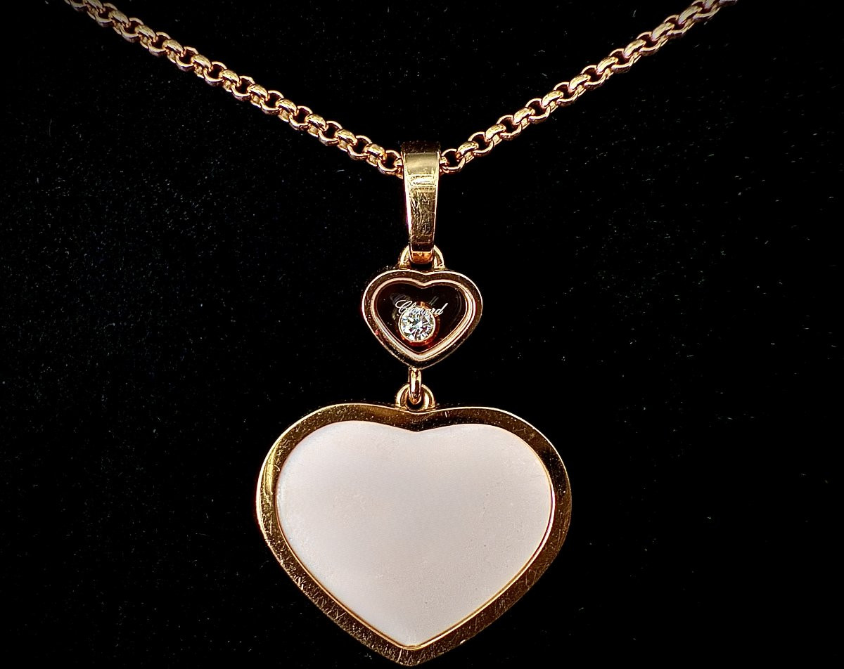 Chopard Chain Pendant, Happy Hearts Collection, 18 Ct Gold, Heart-shaped, Mobile Diamond-photo-1