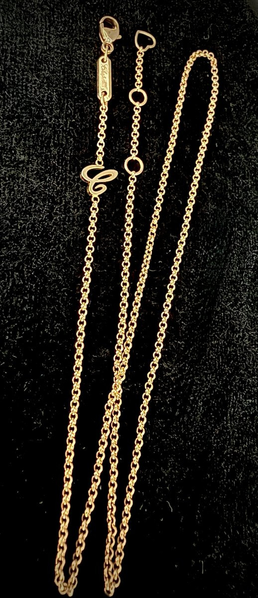 Chopard Chain Pendant, Happy Hearts Collection, 18 Ct Gold, Heart-shaped, Mobile Diamond-photo-3