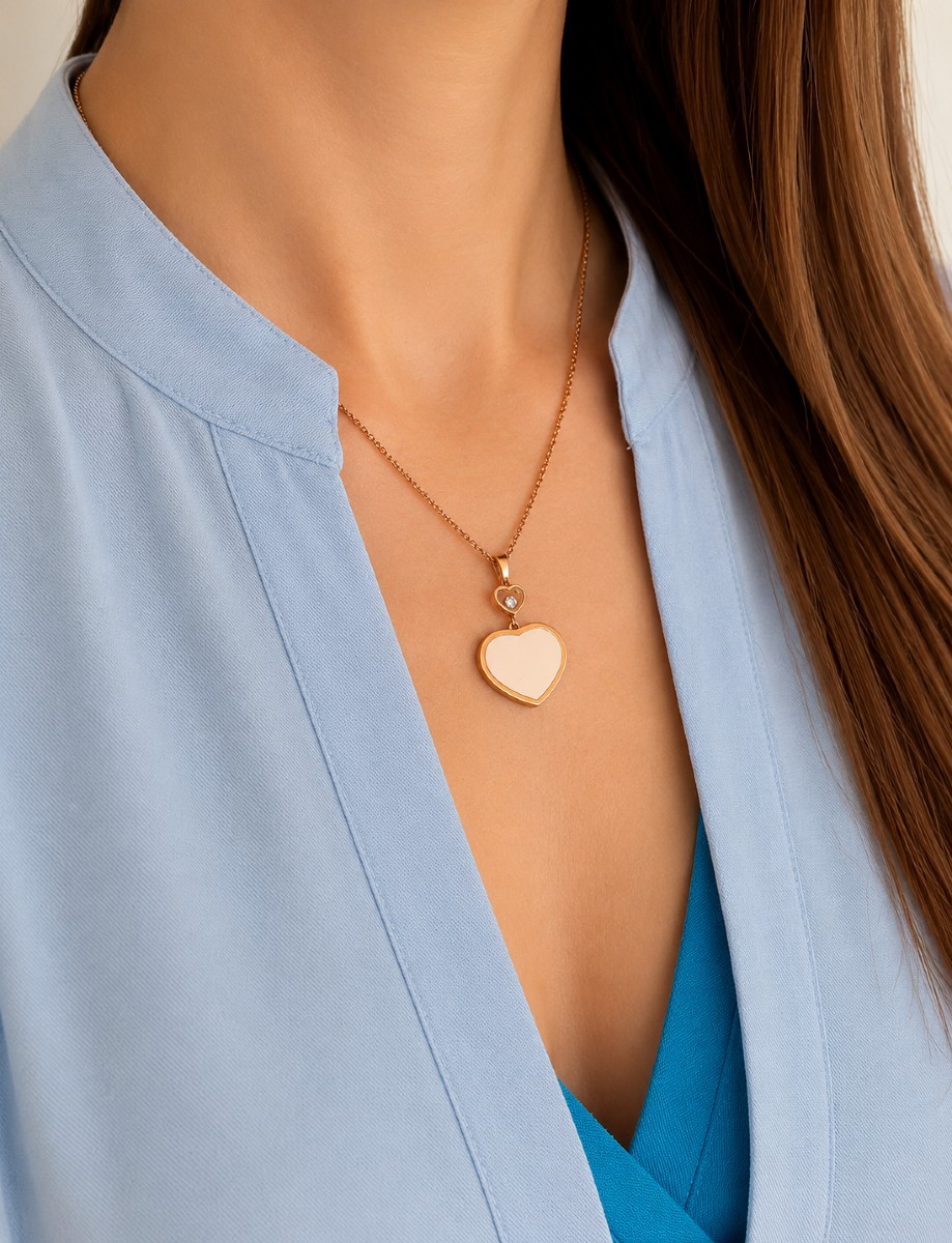 Chopard Chain Pendant, Happy Hearts Collection, 18 Ct Gold, Heart-shaped, Mobile Diamond