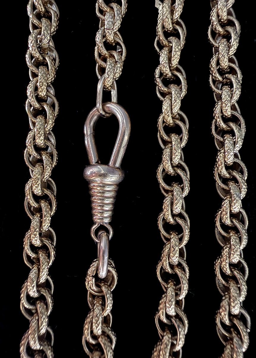 18k Yellow Gold Chain, Triple-diamond-set Jaseron Link - 69 Cm - 31.9 G-photo-4
