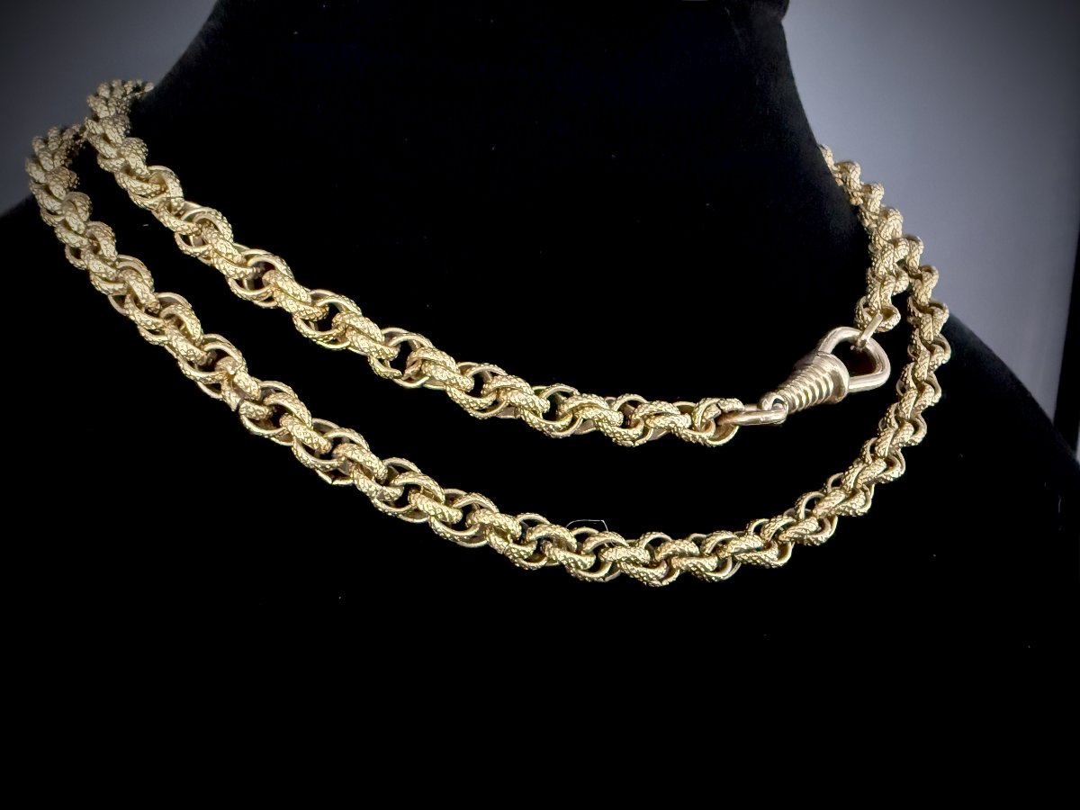 18k Yellow Gold Chain, Triple-diamond-set Jaseron Link - 69 Cm - 31.9 G
