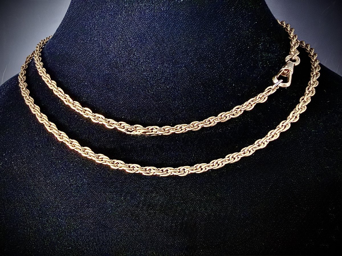 Chaîne or jaune 14K - maille jaseron triple - 72 cm-photo-3