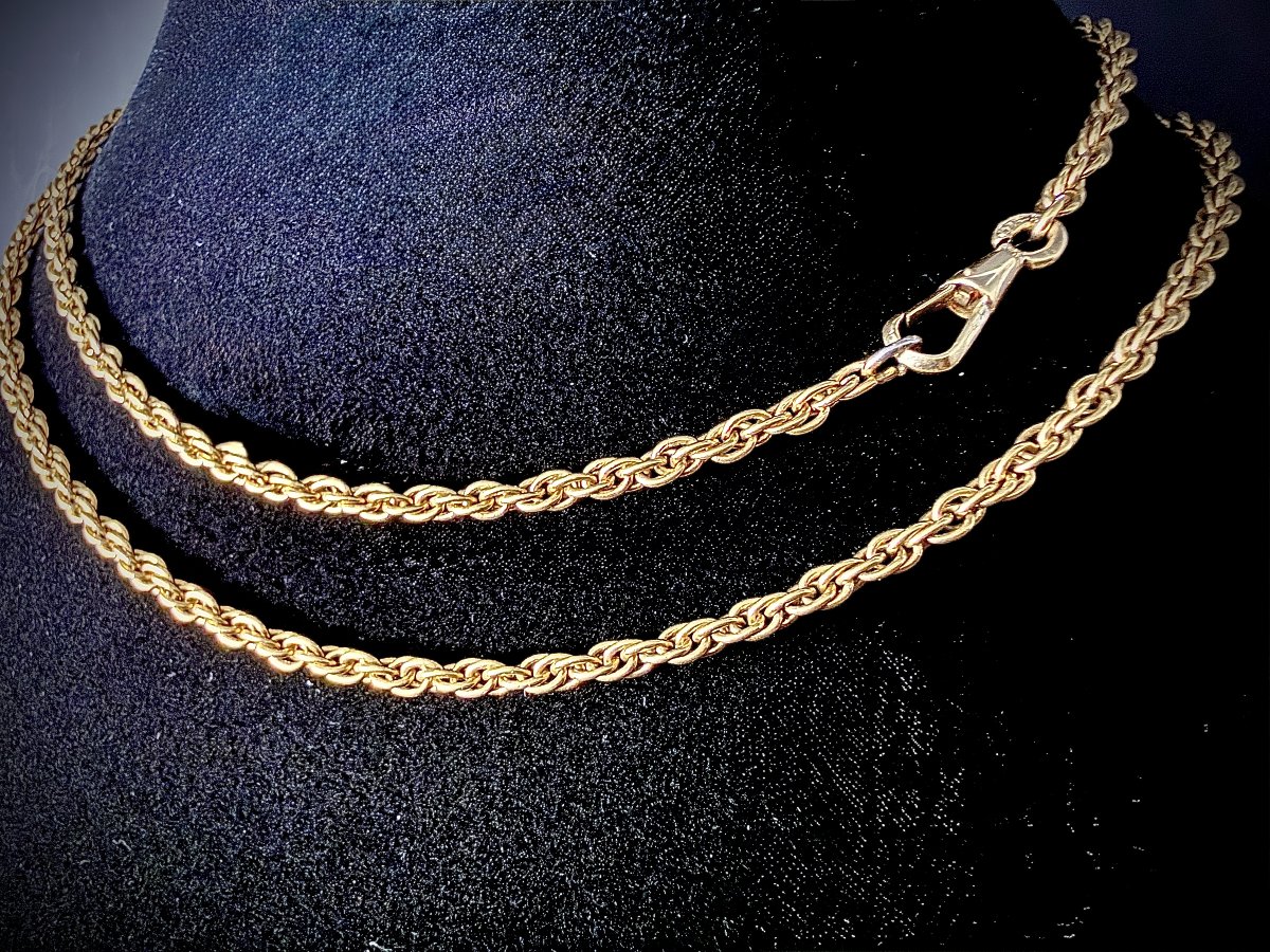 Chaîne or jaune 14K - maille jaseron triple - 72 cm