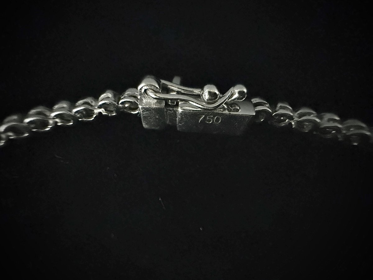Collier cravate en négligé, or blanc 18K serti de 71 diamants réunissant 4,19 carats - VS/G/H-photo-4