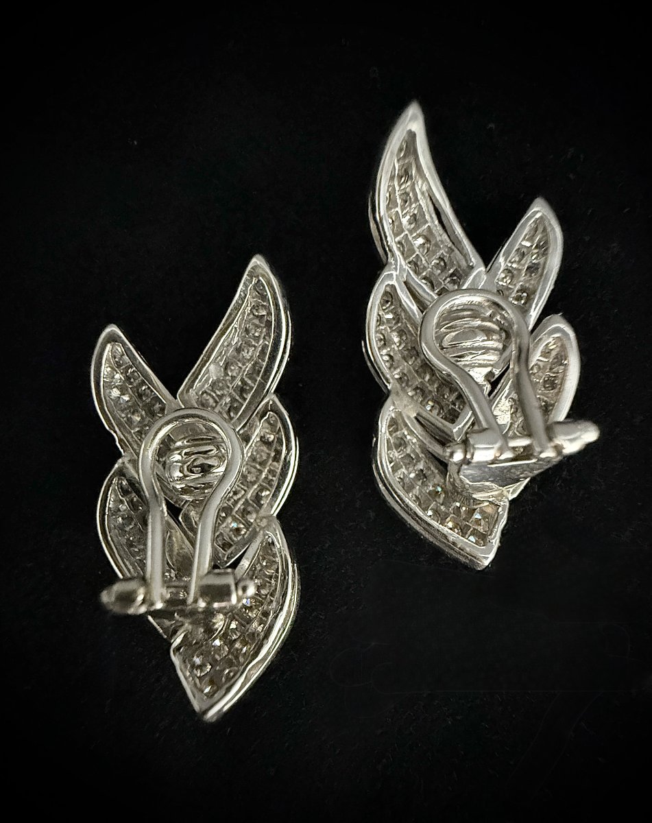 18-karat White Gold Clip-on Earrings, Set With 140 Diamonds—approx. 4.90 Carats-photo-2