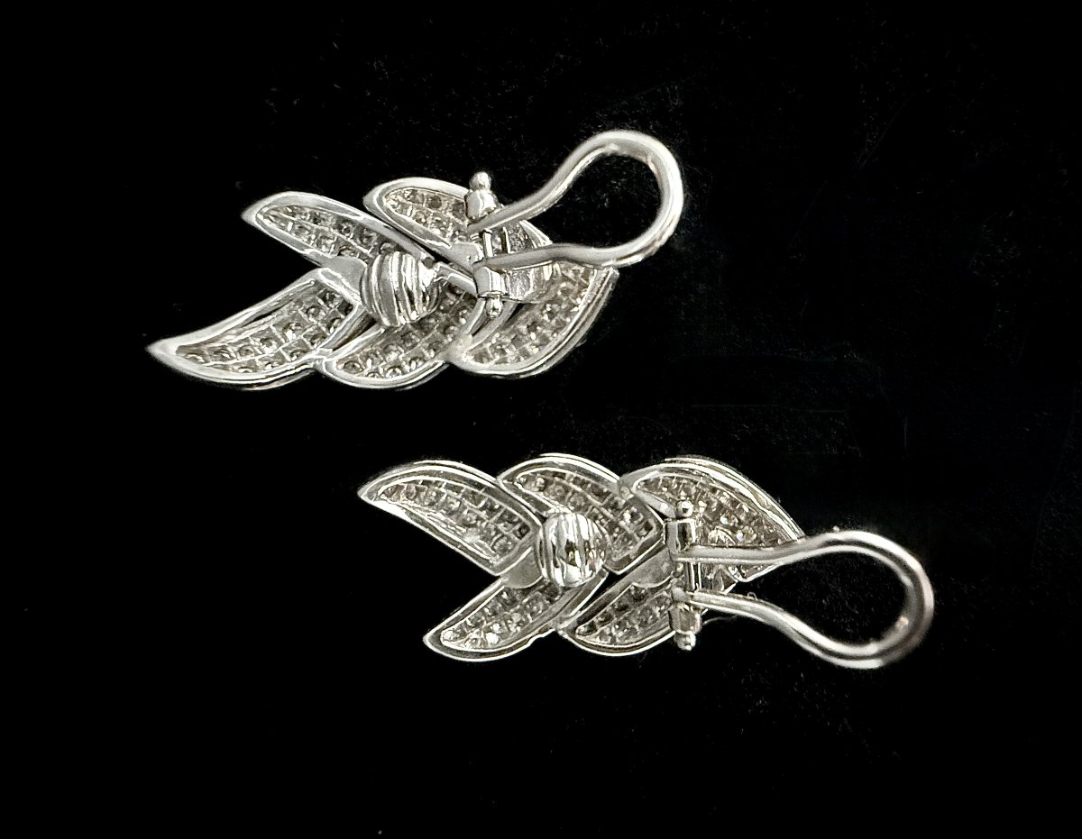 18-karat White Gold Clip-on Earrings, Set With 140 Diamonds—approx. 4.90 Carats-photo-3