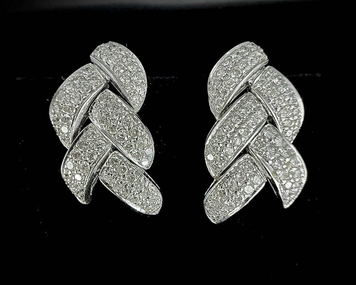 18-karat White Gold Clip-on Earrings, Set With 140 Diamonds—approx. 4.90 Carats