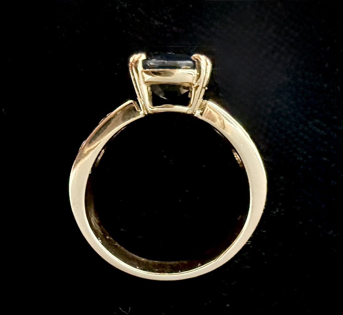 Bague or jaune 18K, saphir naturel non chauffé de 3,11 carats et diamants-photo-3