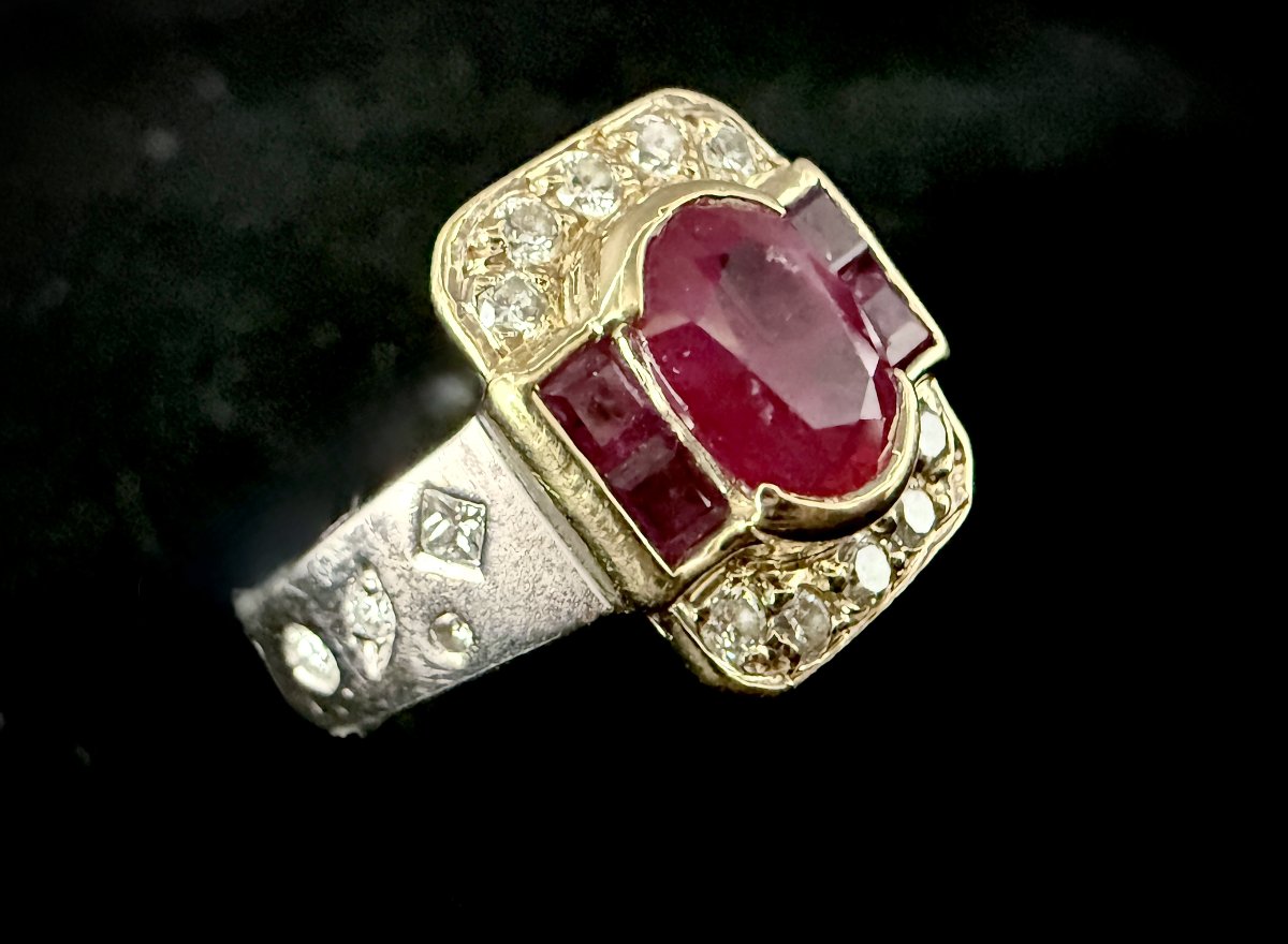 18-karat White Gold Ring With A 1.20-carat Burmese Ruby And Diamonds — Algt Certificate-photo-4