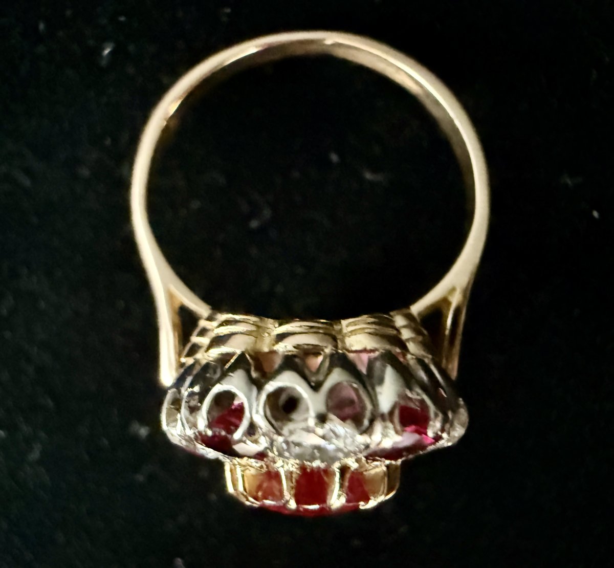 18k Gold Daisy Ring — 1.80 Ct Natural Ruby, Algt-certified, Rubies And Diamonds-photo-2