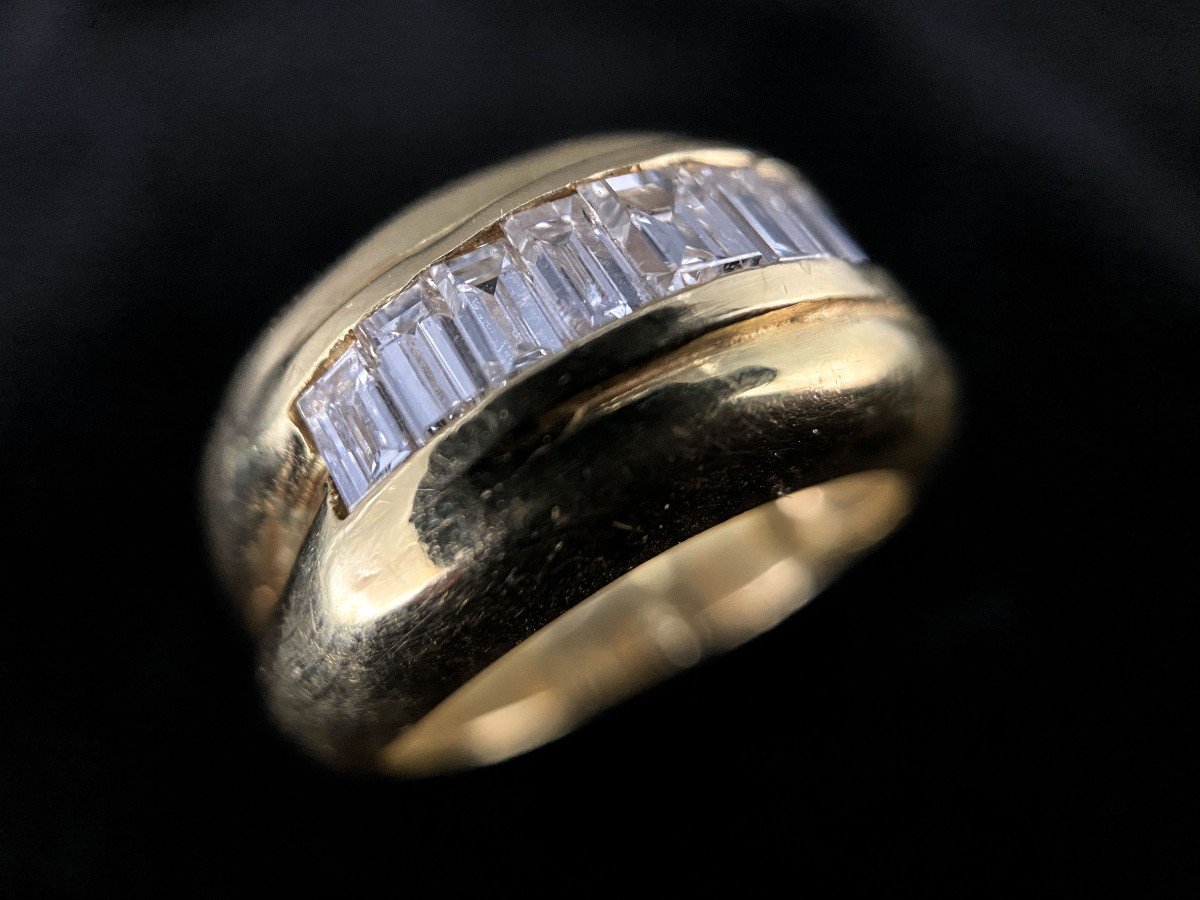 Bague Or 18 Carats Avec Diamants Taillés En Baguettes 1,75 Carats-photo-5