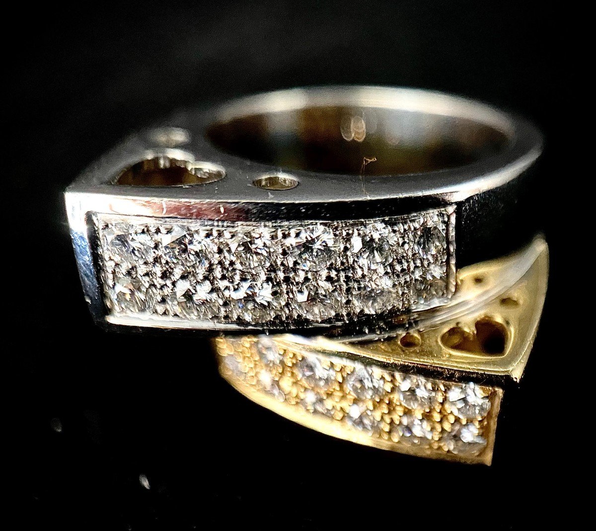 Bague Or Blanc Et Jaune 18k Sertie De 1,20 Carats De Brillants-photo-1