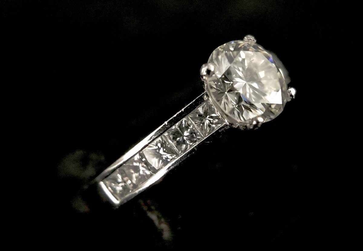18k White Gold Ring Set With 1 Diamond 0.90 Carat (e / F) + 1 Carat