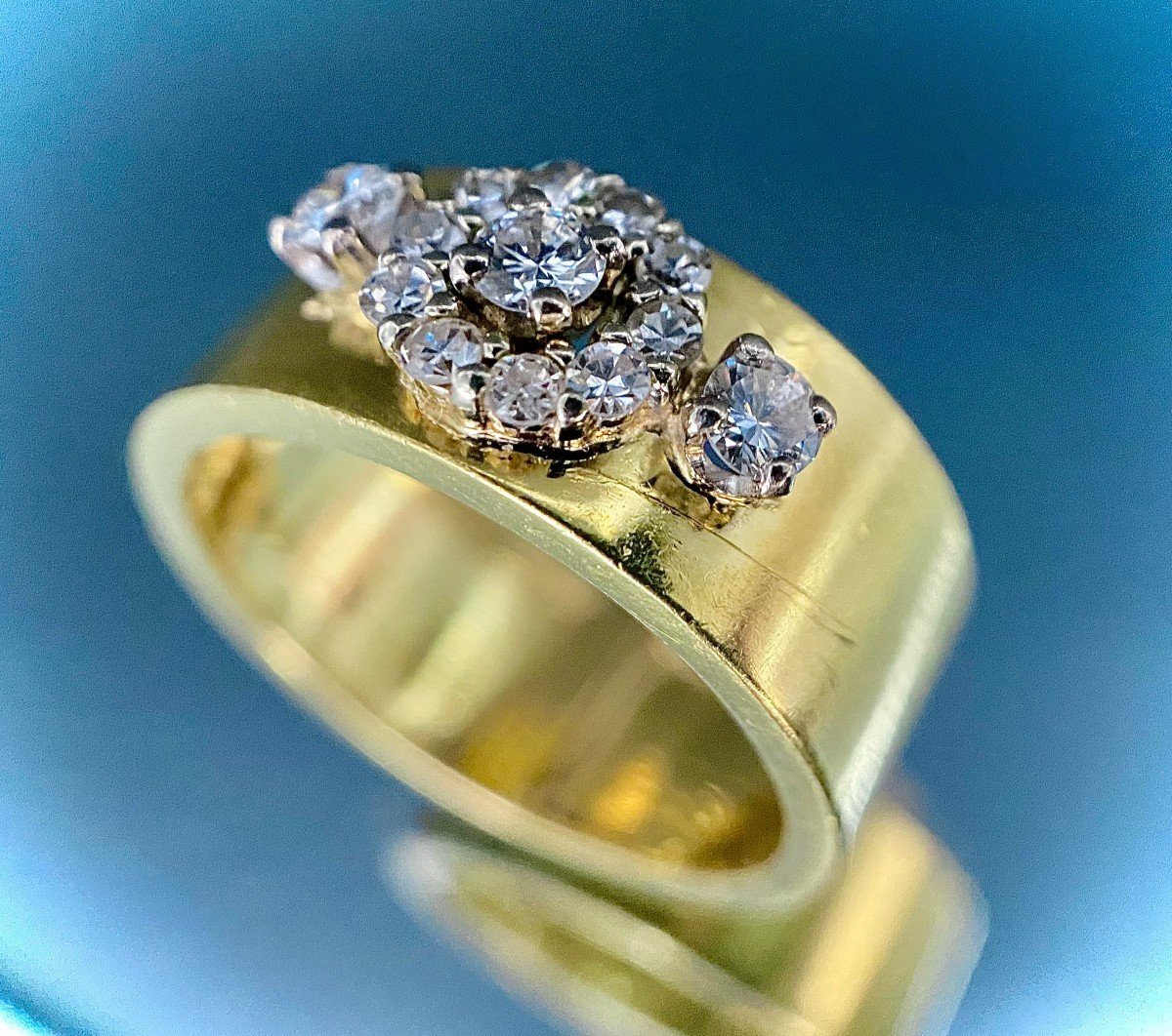 Bague Anneau Or 18k Sertie De 0,70 Carat De Brillants-photo-2