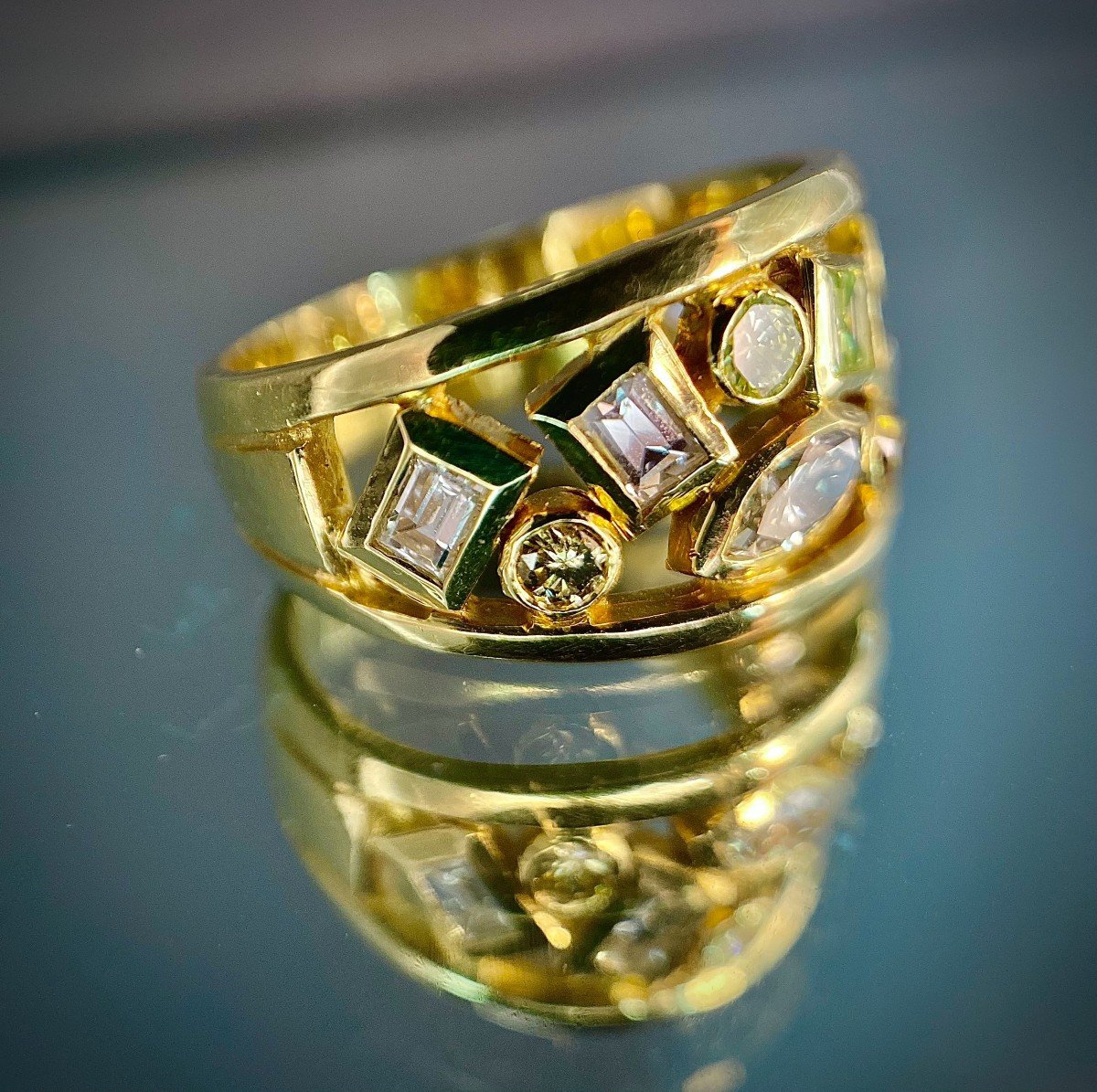 18k Yellow Gold Ring Set With 2.35 Carats Of Diamonds-photo-3