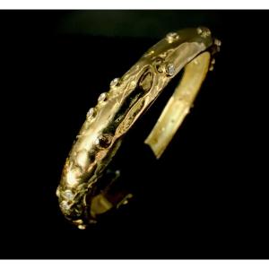 Slave Bracelet In Yellow Gold Adorned With 2.73 Carats Of Brilliants