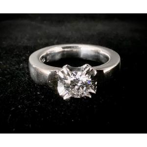 Bague Solitaire En Or Blanc Sertie d'Un Diamant Taille Brillant De 0,62 Carat (vs-g/h)