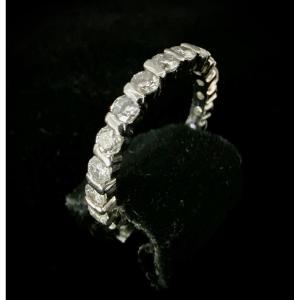 Complete Alliance Ring In White Gold Set With 1.20 Carats Of Brilliants