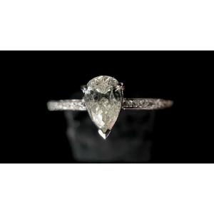 Complete Wedding Ring Set With A 0.75 Carat Pear Cut Diamond
