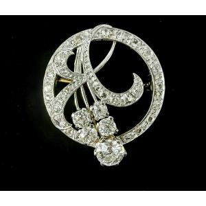 White And Yellow Gold Brooch Set With A 0.90 Carat Diamond (vs-e/f)