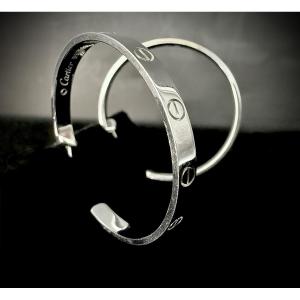 Earrings, 18k White Gold, Signed/numbered De Cartier, Love Model, Screw Decoration