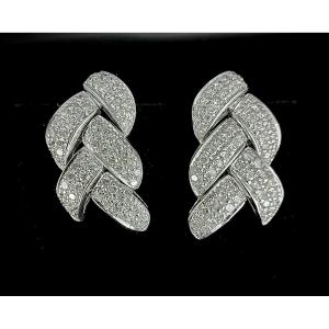 18-karat White Gold Clip-on Earrings, Set With 140 Diamonds—approx. 4.90 Carats