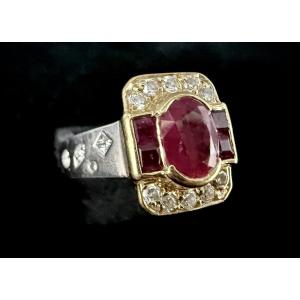 18-karat White Gold Ring With A 1.20-carat Burmese Ruby And Diamonds — Algt Certificate