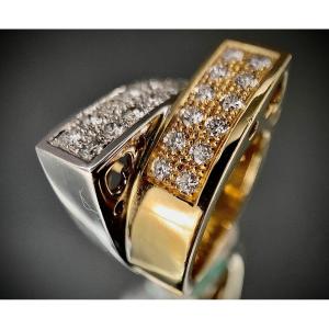 18k White And Yellow Gold Ring Set With 1.20 Carats Of Diamonds