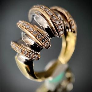 18k Yellow Gold Ring Set With 65 Brilliant