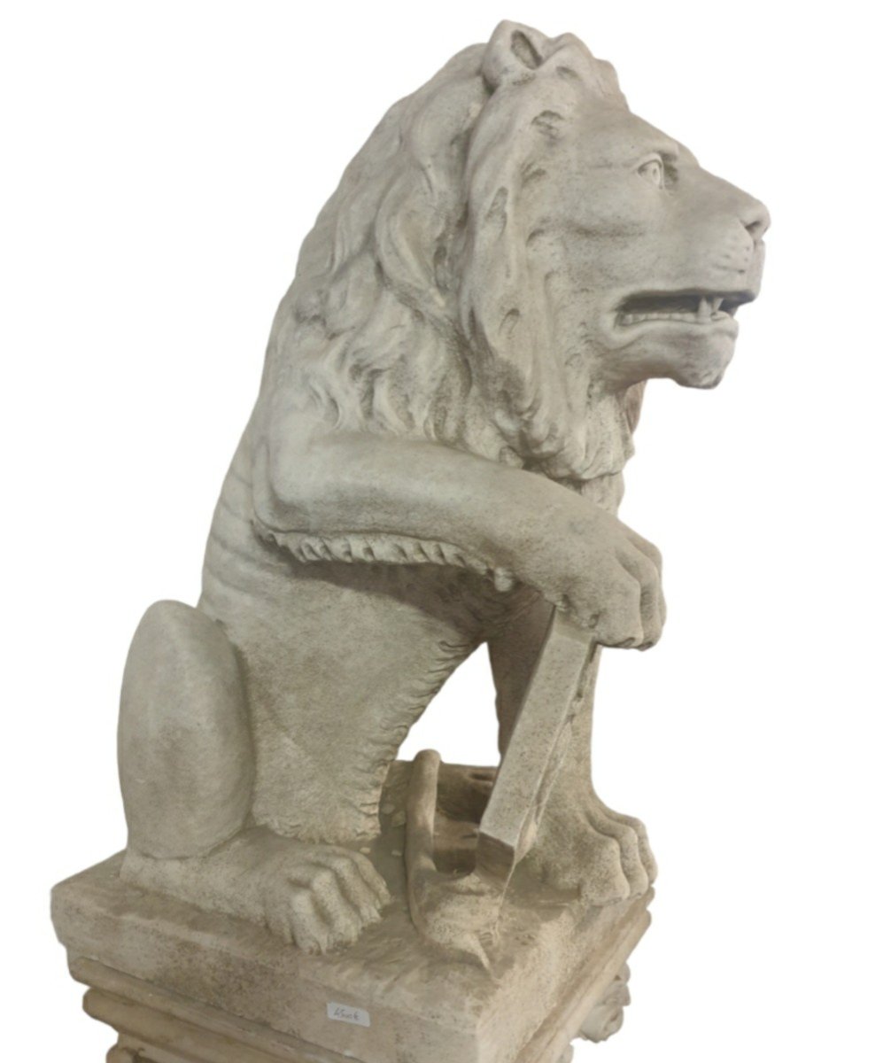 Sculpture, Lion En Marbre -photo-3