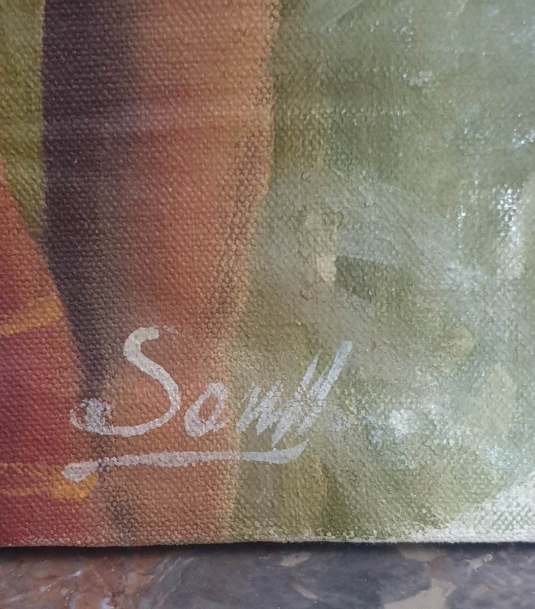 Oil On Canvas Vietnam 1949-photo-2