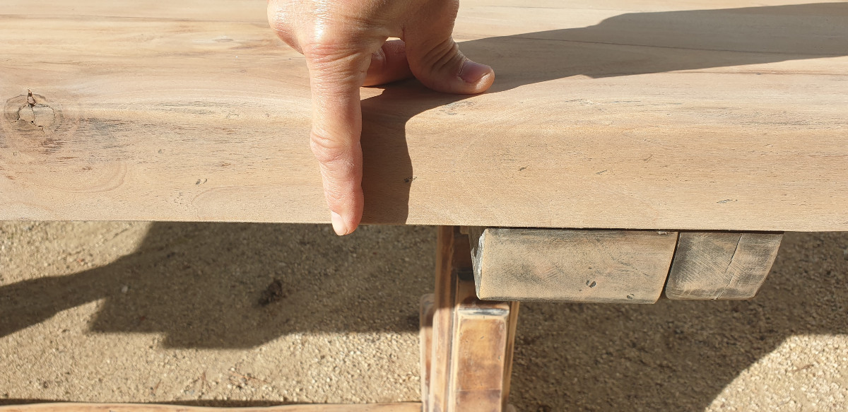 Table de ferme en bois massif 220 cm-photo-3