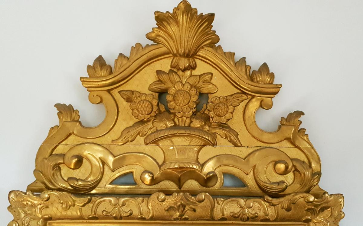 Miroir Louis XV En Bois Doré -photo-2