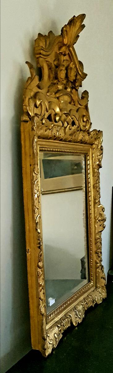 Miroir Louis XV En Bois Doré -photo-3