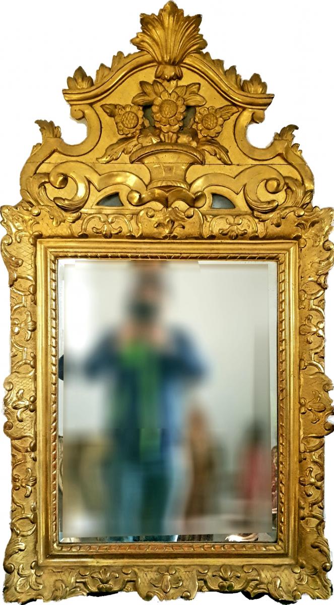 Miroir Louis XV En Bois Doré 