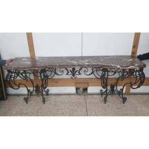 Important Wrought Iron Console 19th Century