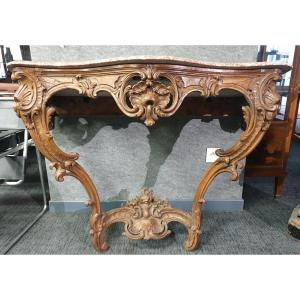 Louis XV Console In Natural Wood