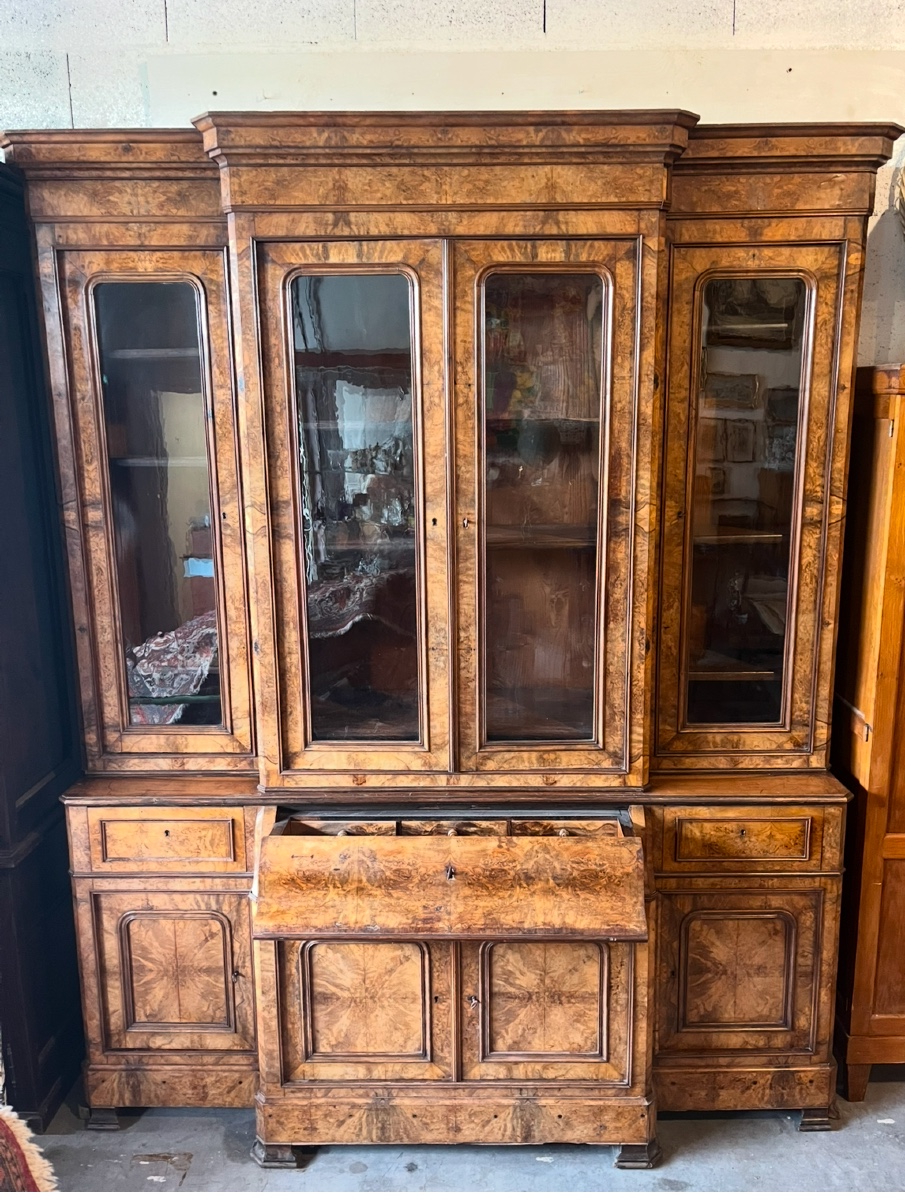 Late 19th Century Walnut Burl Bookcase-photo-2